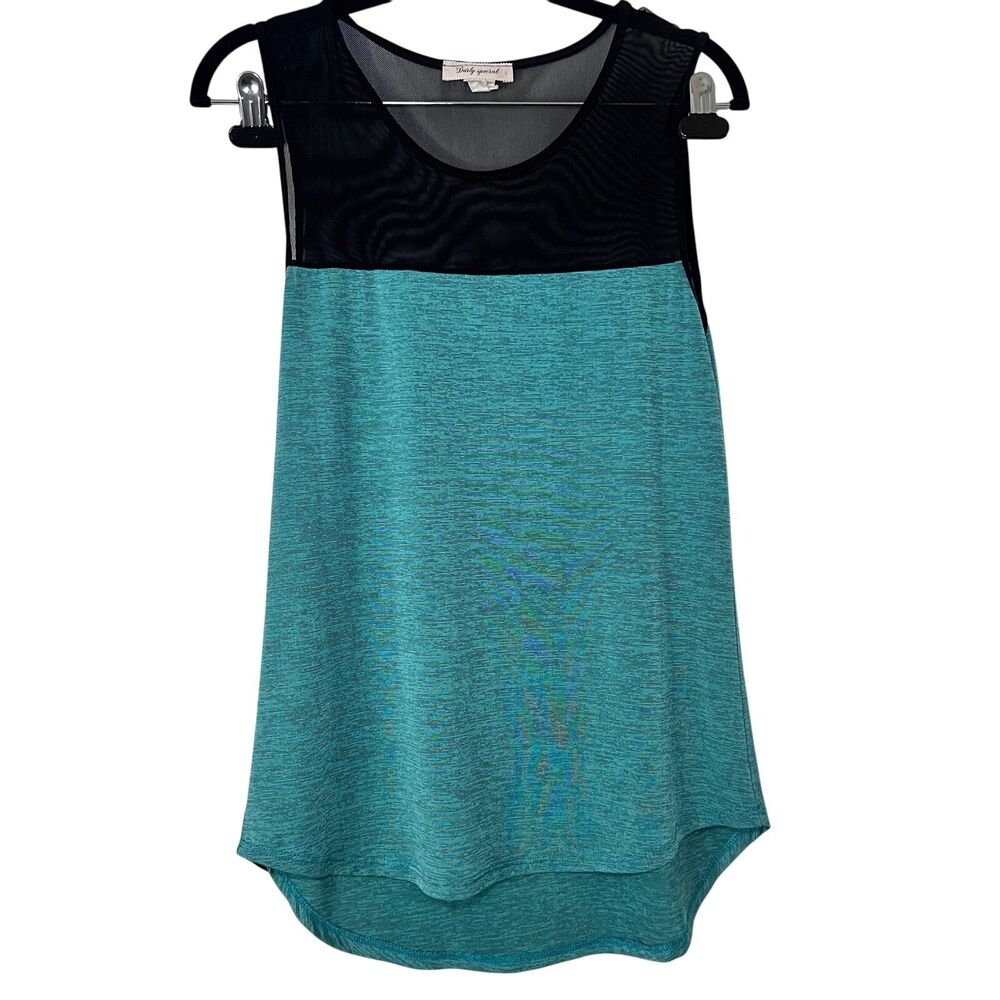 Daily Special Teal & Black Sleeveless High-Low Tank Top Size Large